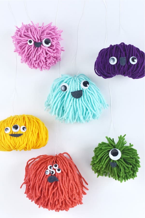 cute kids craft with diy yarn pom poms