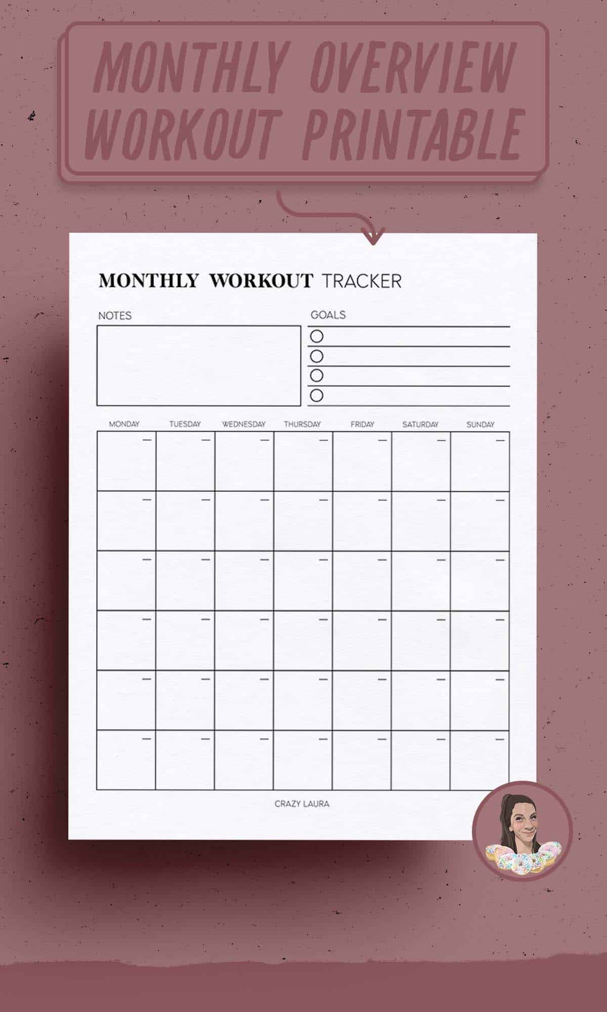 printable workout planner inserts