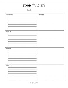 Free Food Tracker Printable Simple and Detailed Pages - Crazy Laura