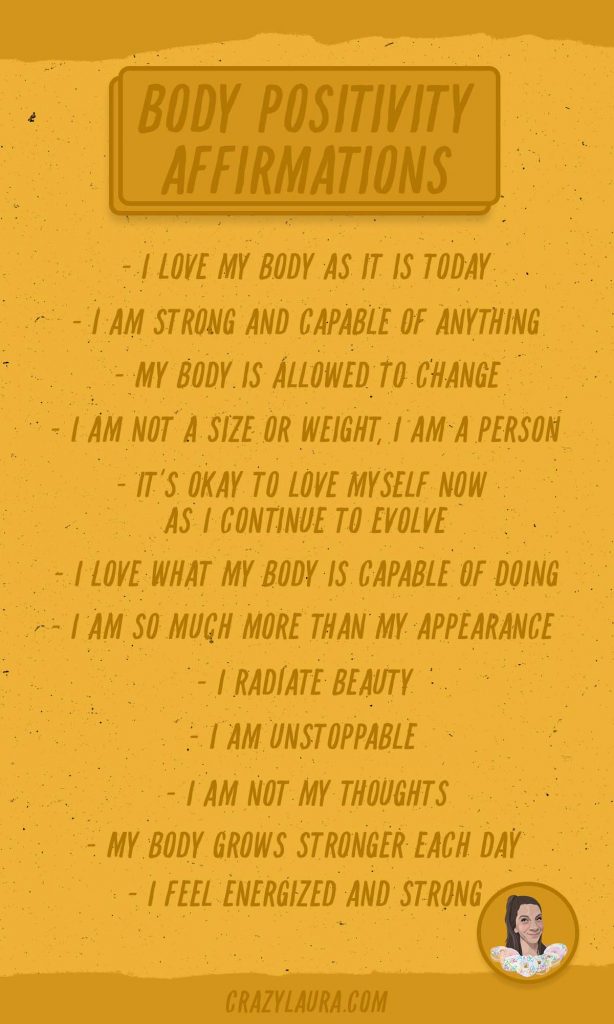 45+ Body Positive Affirmations & Printable Cards - Crazy Laura