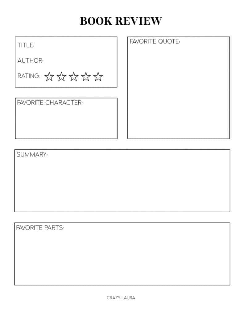 Free Reading Log and Book Review Printable Pages - Crazy Laura