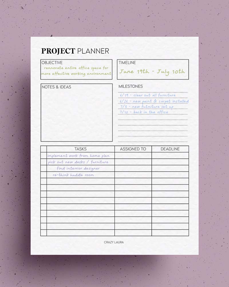 simple project planner pdf