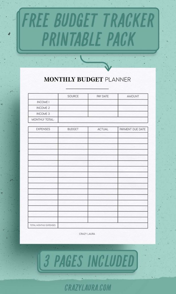 Free Budget Tracker & Savings Planner Printable - Crazy Laura