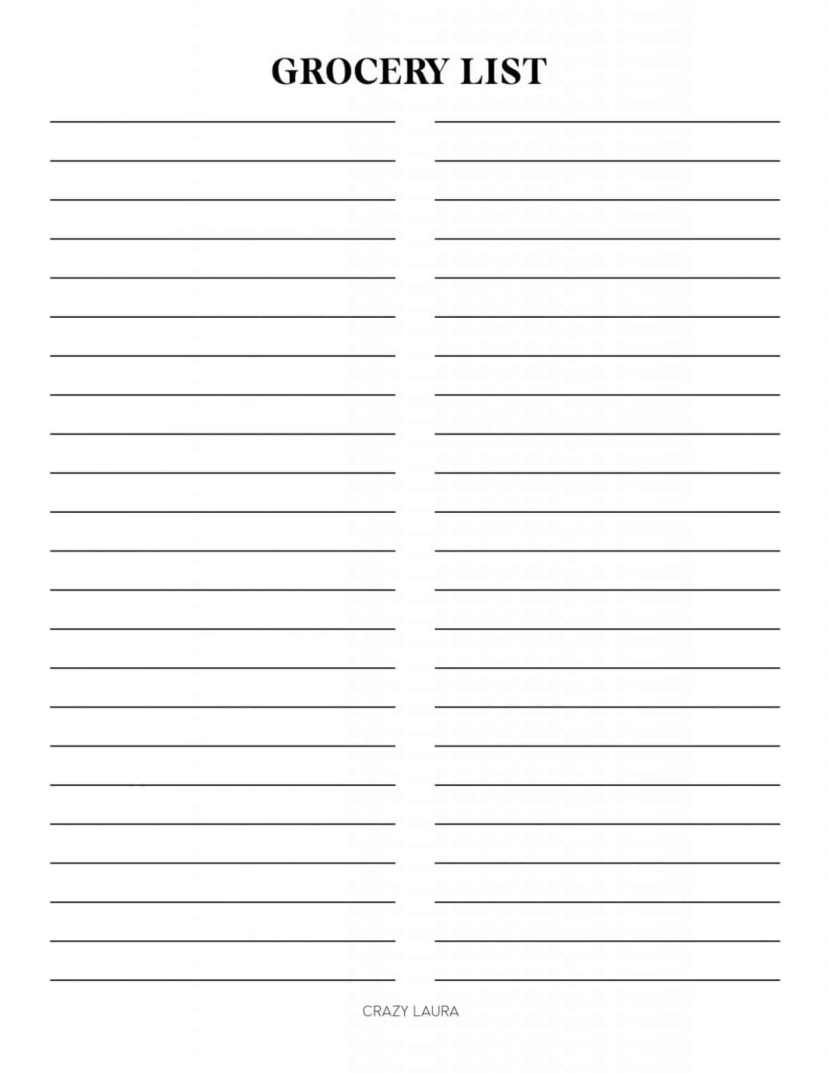 Free Grocery List Printable With Three Versions - Crazy Laura