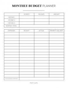 Free Budget Tracker & Savings Planner Printable - Crazy Laura