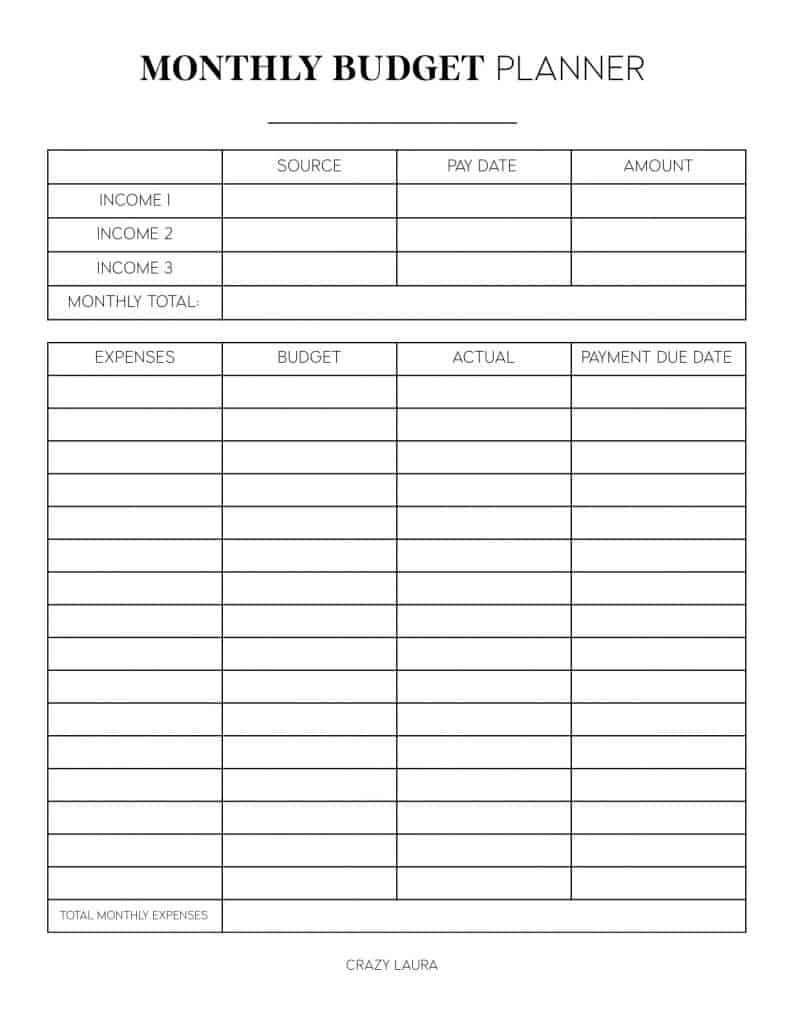 Free Budget Tracker & Savings Planner Printable - Crazy Laura