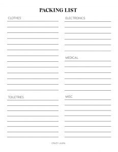 Free Travel Planner Printable & Packing List Tracker Sheets - Crazy Laura