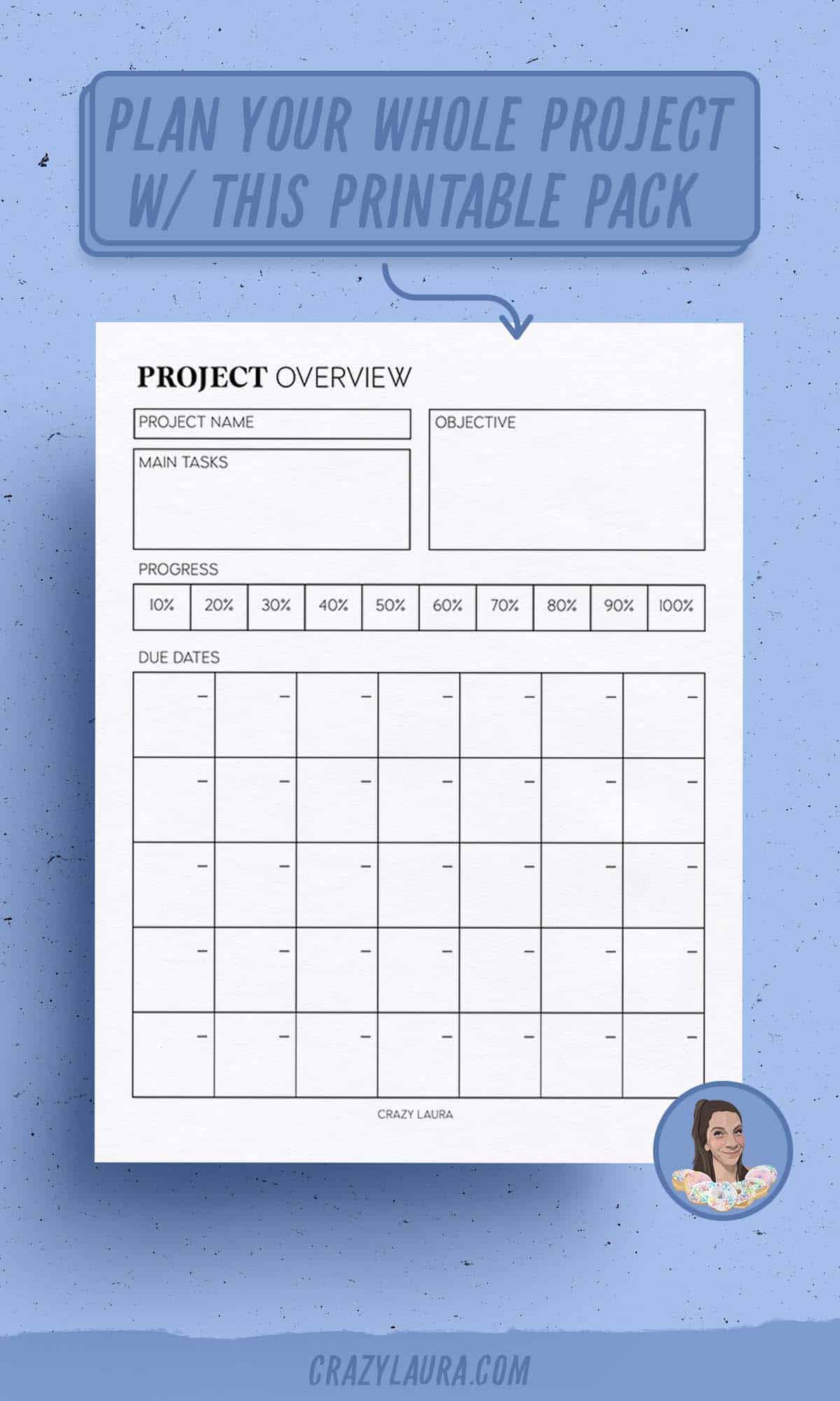 project planner overview printable