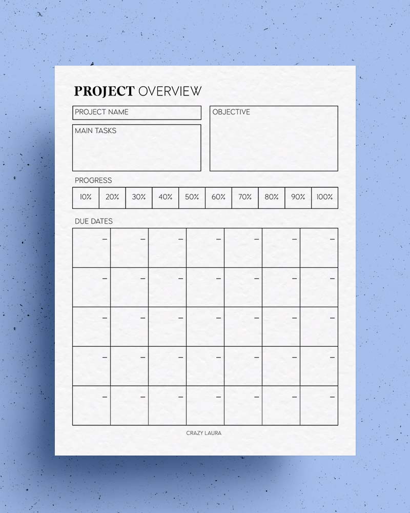 project overview calendar