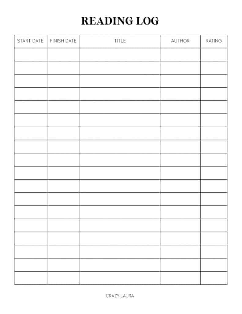 Free Reading Log and Book Review Printable Pages - Crazy Laura