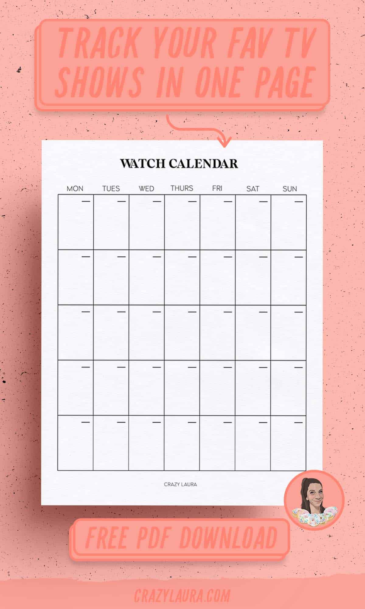 blank movie watch calendar