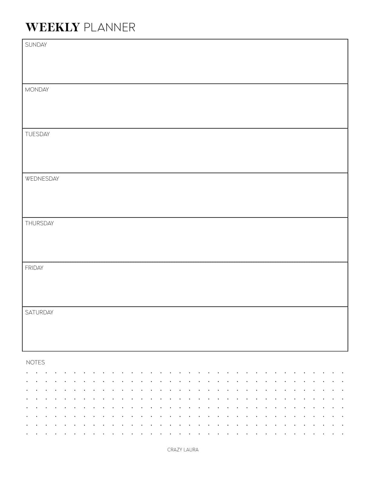 simple weekly planner printable