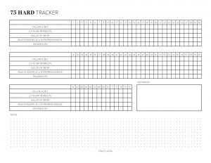 Free 75 Hard Tracker Printable With Two Versions for 2024