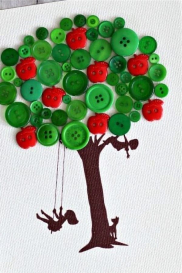 button craft for kids with apple theme