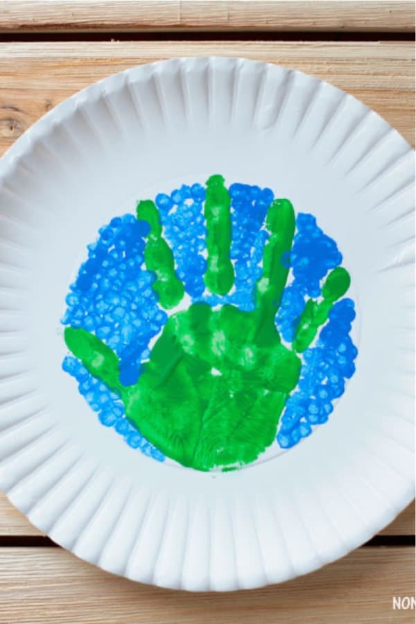 painted handprint earth day craft tutorial for kids