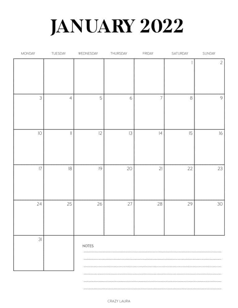 Free Vertical Calendar Printable For 2023 - UPDATED