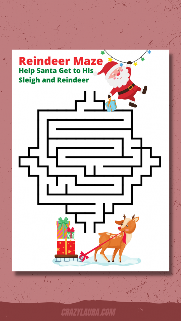 8 Free Fun Christmas Printable Maze Worksheets - Crazy Laura