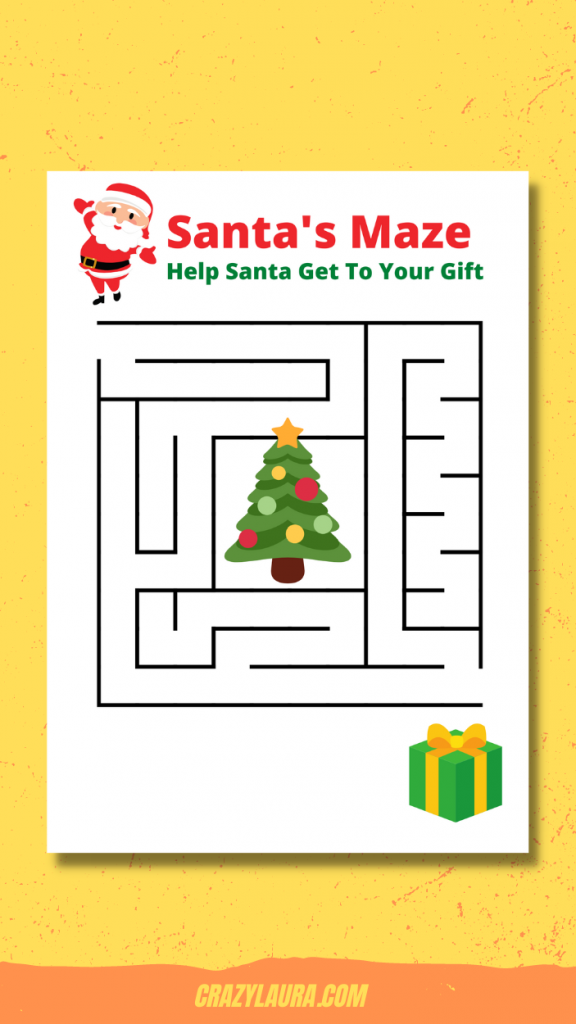 8 Free Fun Christmas Printable Maze Worksheets - Crazy Laura