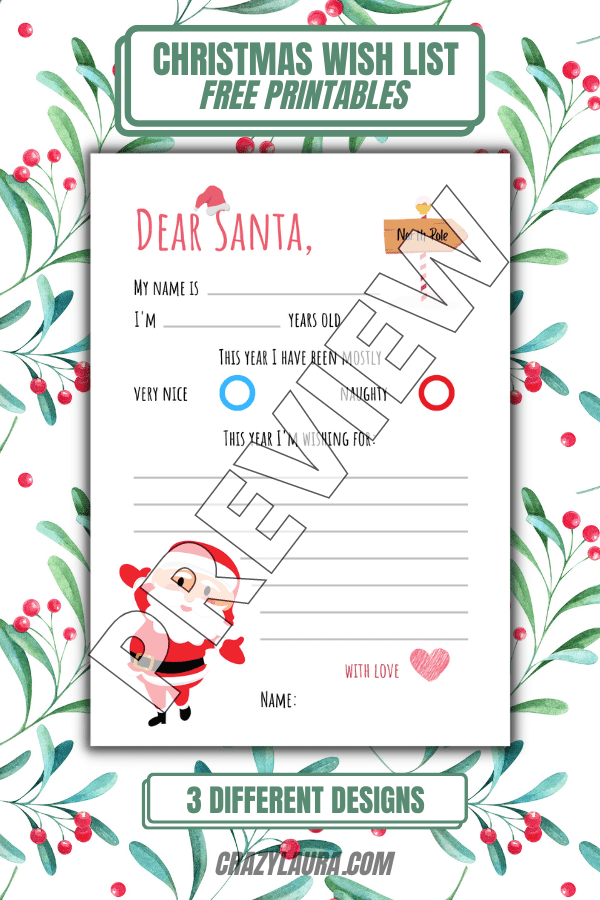 3 Free Christmas Printables for Kid's Wish List in 2024