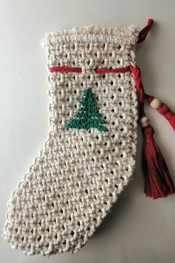 MACRAME CHRISTMAS STOCKING