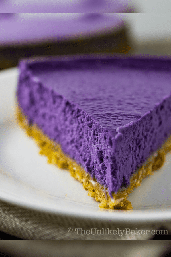 Ube Cheesecake With Coconut Cookie Crust