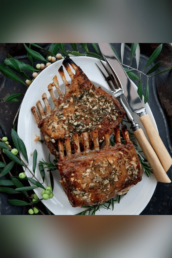 Garlic-Crusted Roast Rack Of Lamb