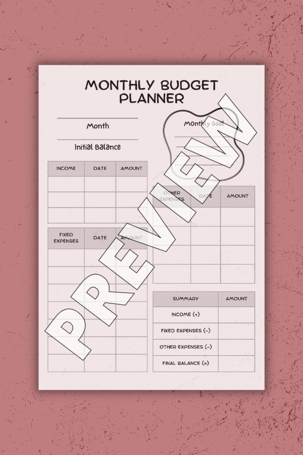 MONTHLY BUDGET PLANNER
