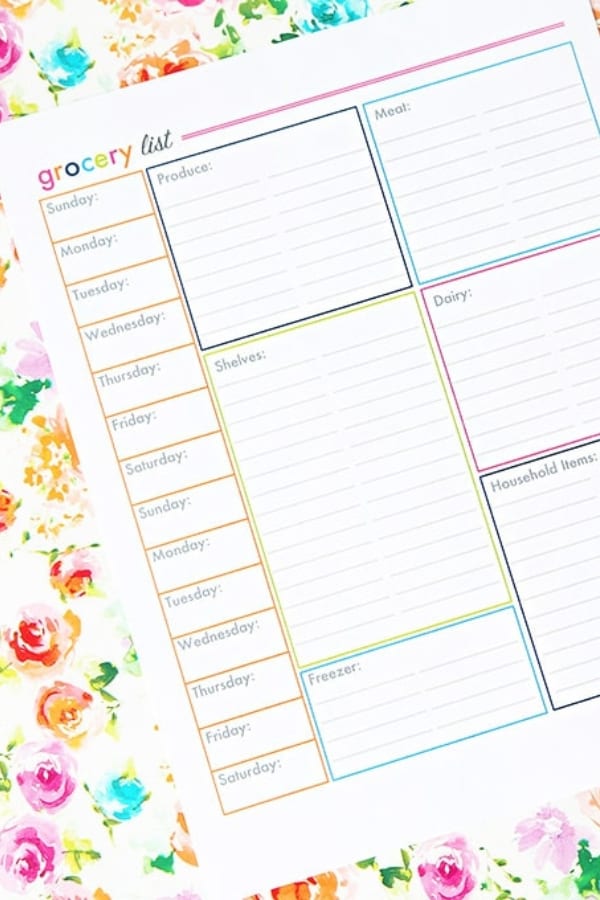 PRINTABLE GROCERY LIST AND MEAL PLANNER