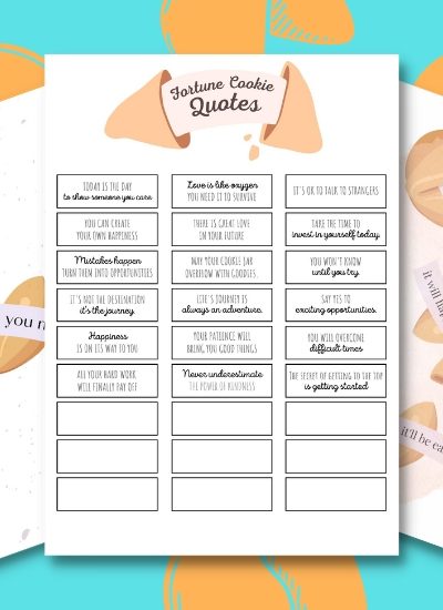 List of 4 Free Printable Fortune Cookie Quotes