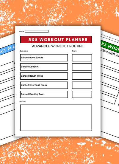 4 Free Printable 5x5 Workout Planner