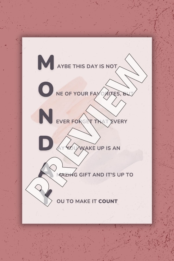 BROWN & BLUE WATERCOLOR 'MONDAY' QUOTE PRINTABLE