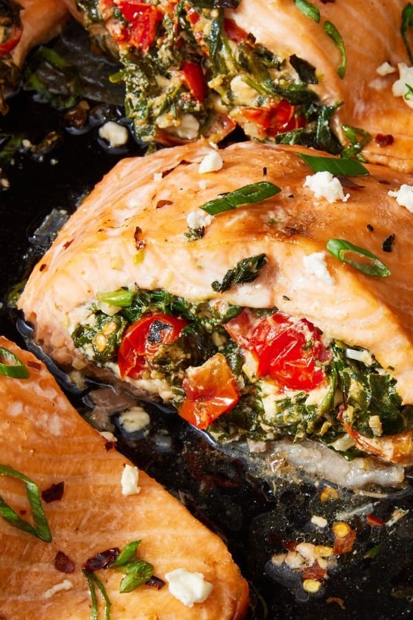 FETA, SPINACH, & TOMATO STUFFED SALMON