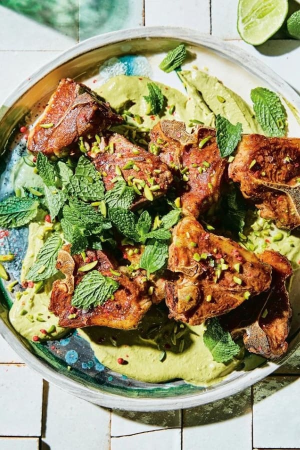 LAMB LOIN CHOPS WITH MINTY PISTACHIO BUTTER