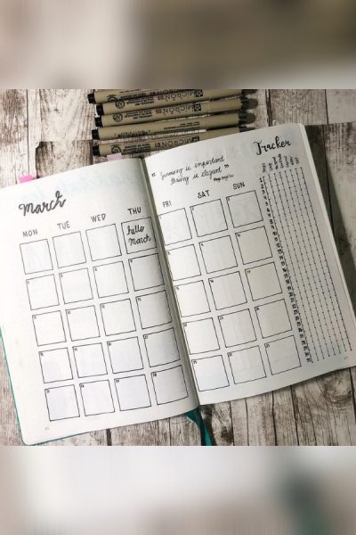 20+ Simple Minimalist Monthly Bullet Spreads For