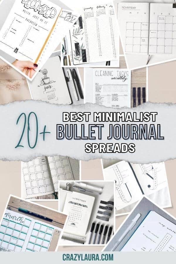 20+ Simple Minimalist Monthly Bullet Spreads For