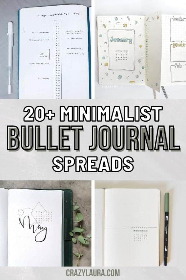 20+ Simple Minimalist Monthly Bullet Spreads For