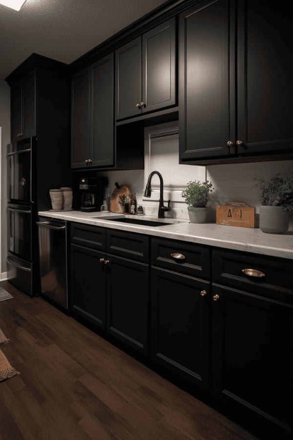 Black Painted Kitchen Cabinets