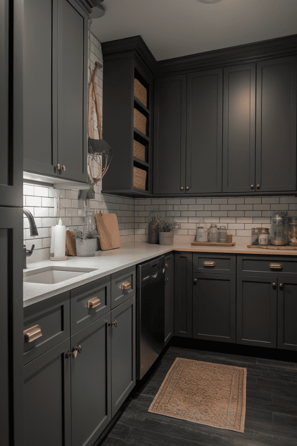 Charcoal Grey Painted Kitchen Cabinets