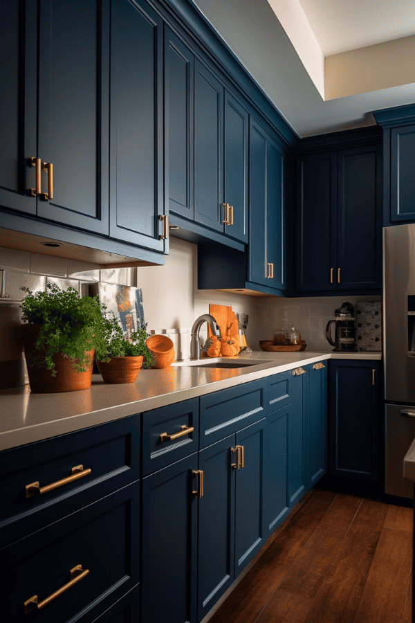 Navy Blue Painted Kitchen Cabinets