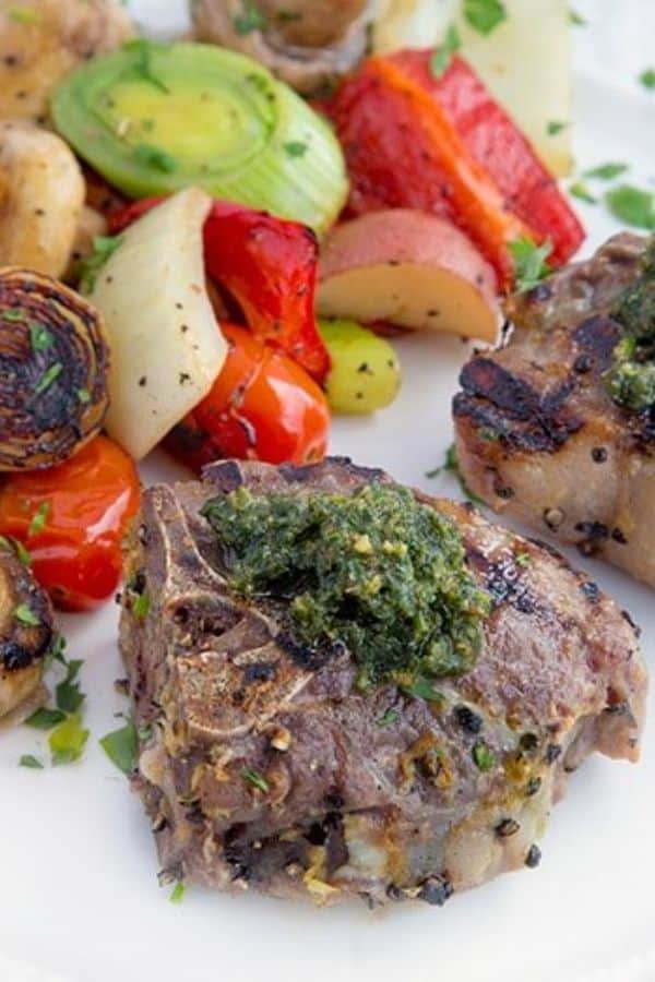 GRILLED LAMB CHOPS WITH MINT PESTO