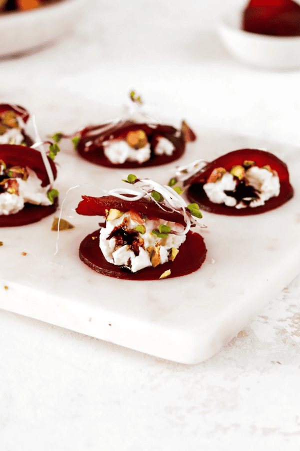 Beetroot Bites Filled with Goat Cheese Cream