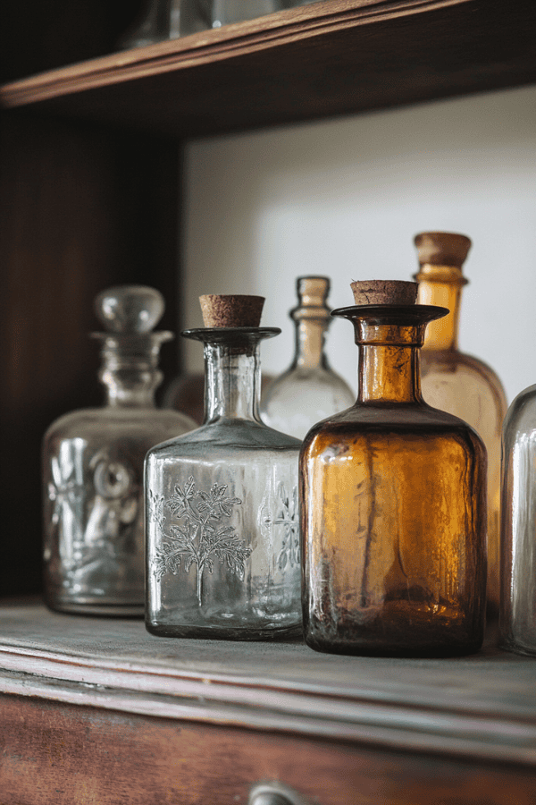 Antique potion bottles