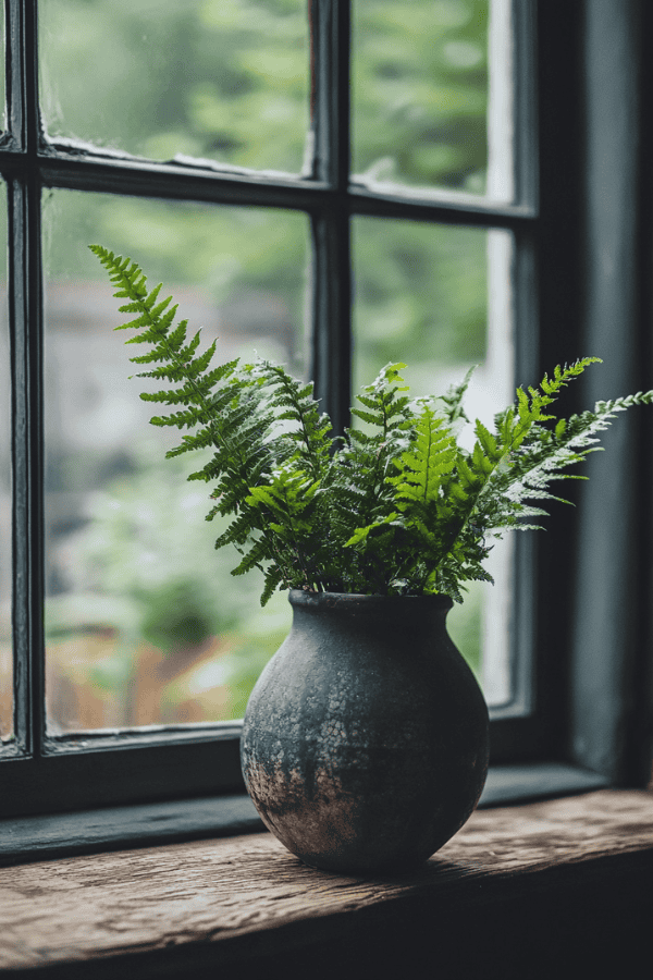 Fern-filled vases