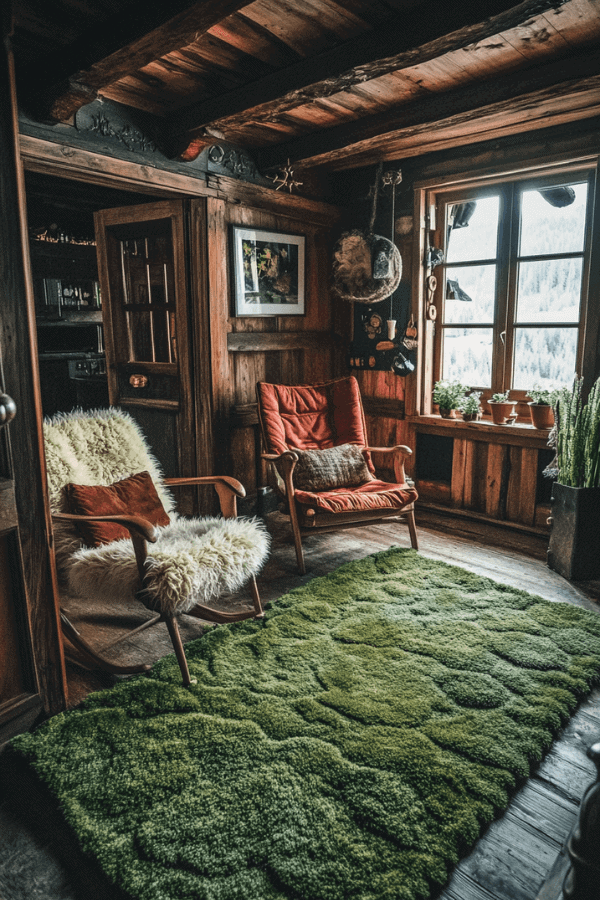 Fuzzy moss rugs