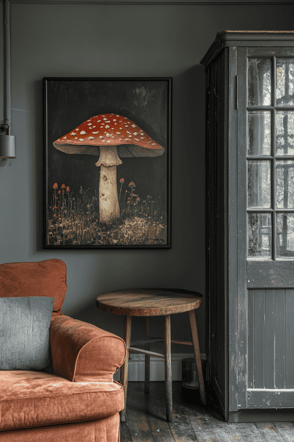 Hand-painted mushroom art