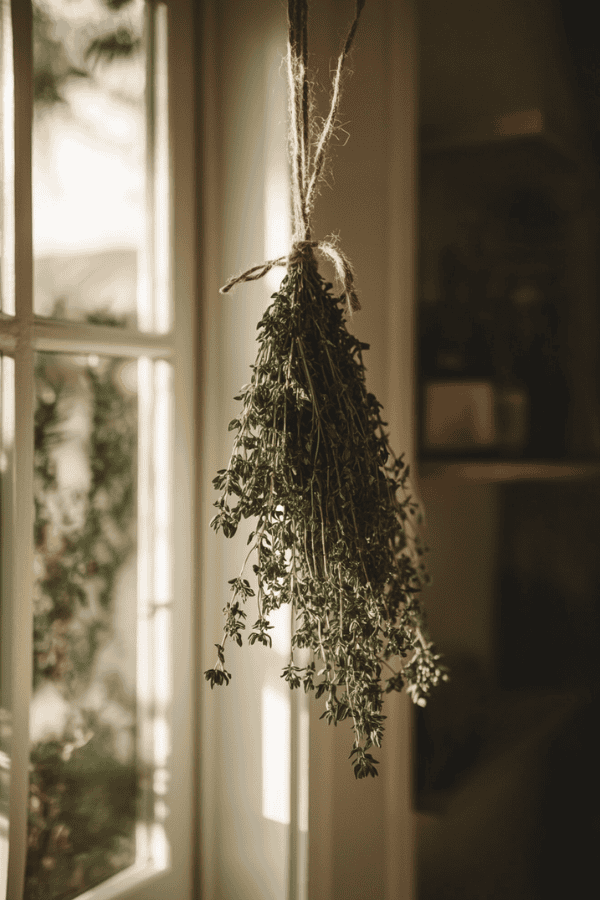 Hanging herb bundles