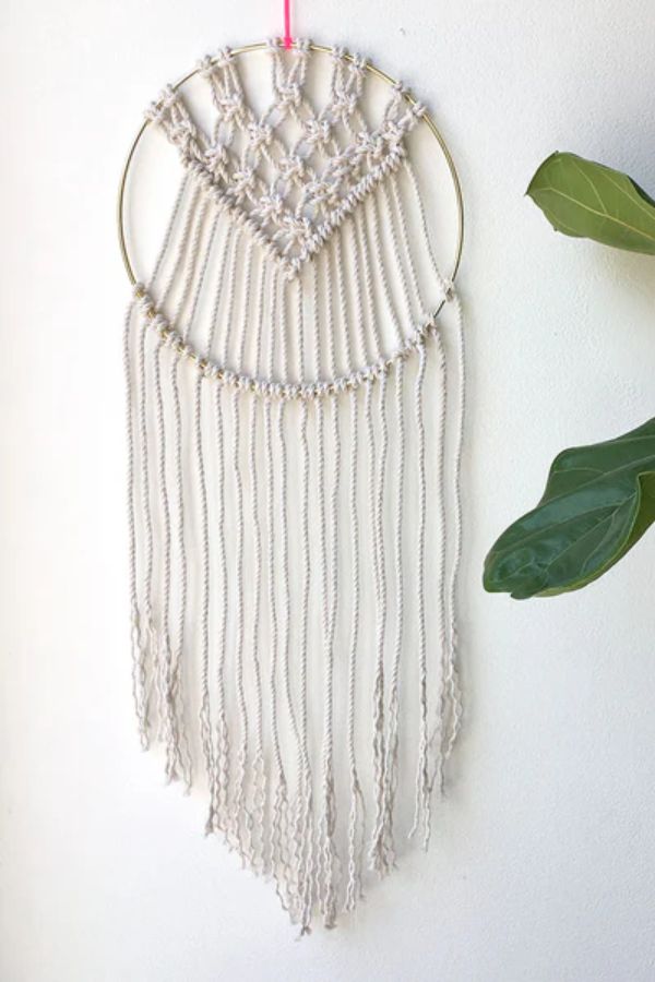 MACRAME WALL HANGING WITH BRASS RINGS