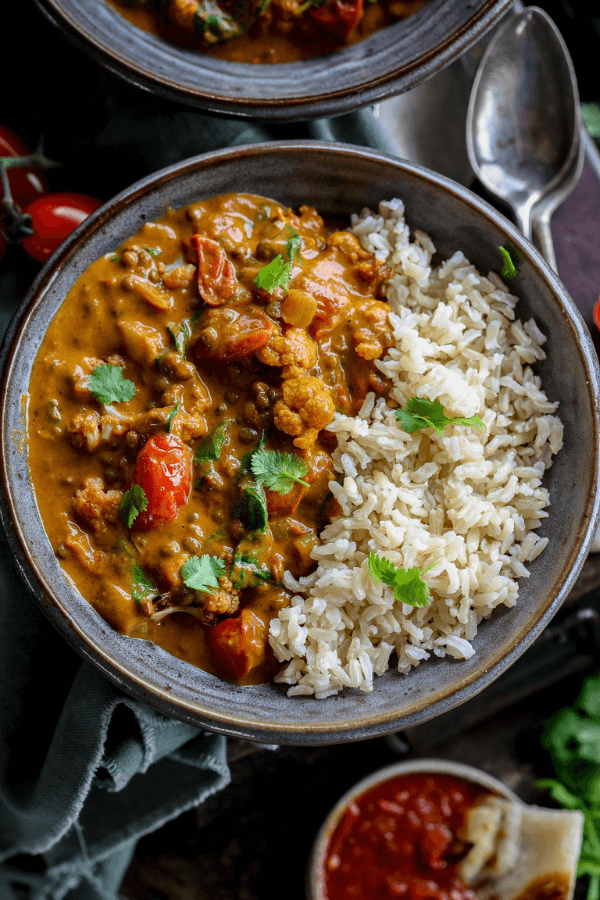 Roasted Cauliflower Lentil Curry