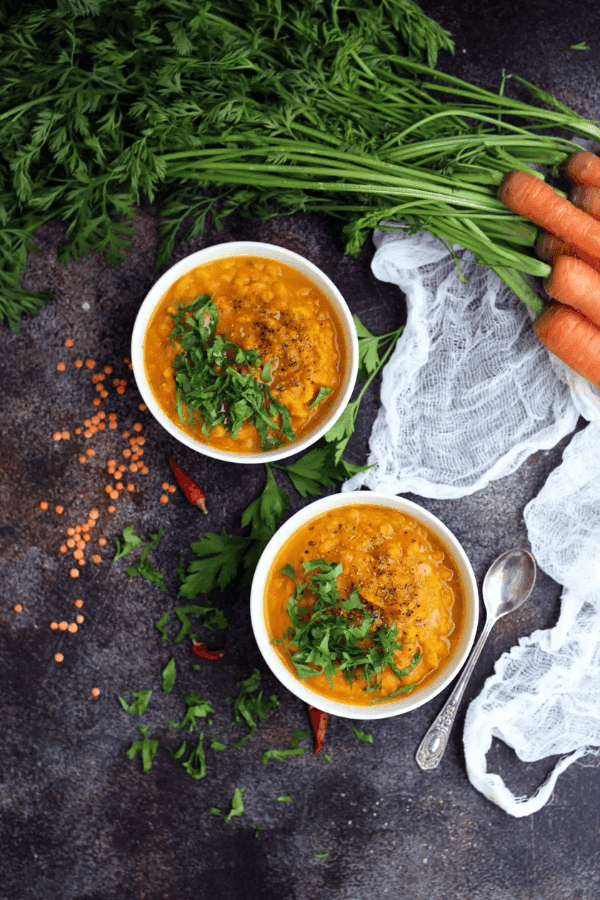 Vegan Roasted Carrot Soup with Lentils