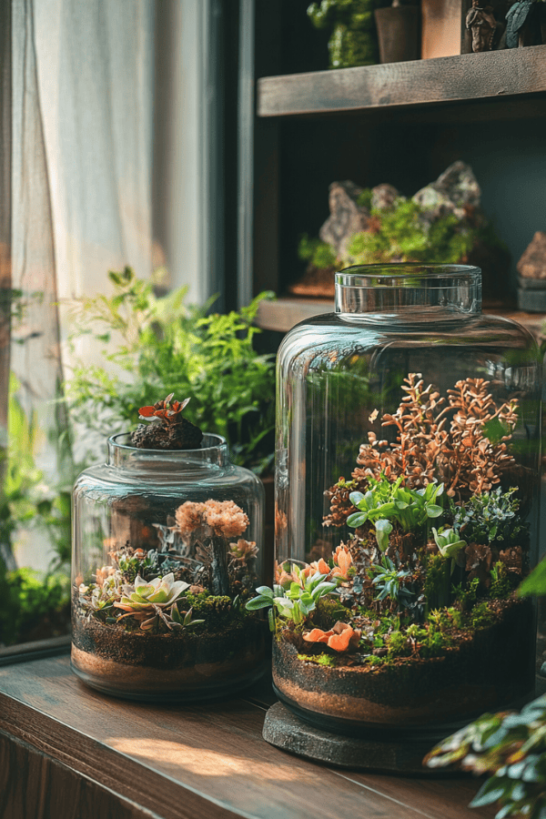 Vintage glass terrariums